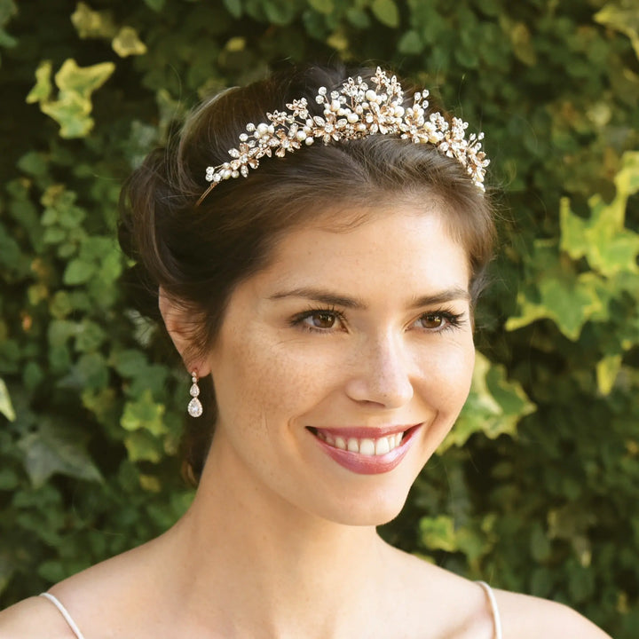 TIARE MARIAGE ROSALYND – FLEURS CRISTAUX & PERLES Ivory and co