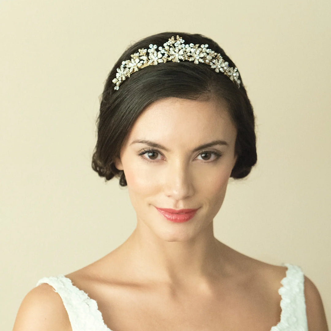 TIARE MARIAGE ROSALYND – FLEURS CRISTAUX & PERLES Ivory and co