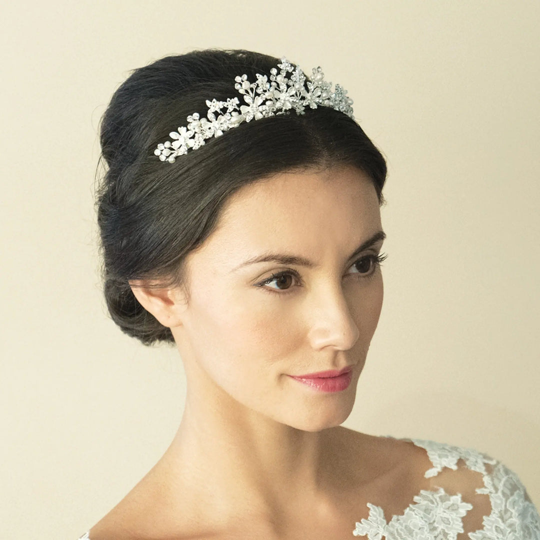 TIARE MARIAGE ROSALYND – FLEURS CRISTAUX & PERLES Ivory and co