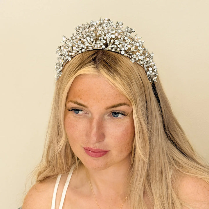 TIARE MARIAGE TATIANA – CRISTAUX & PERLES D’EAU DOUCE Ivory and co