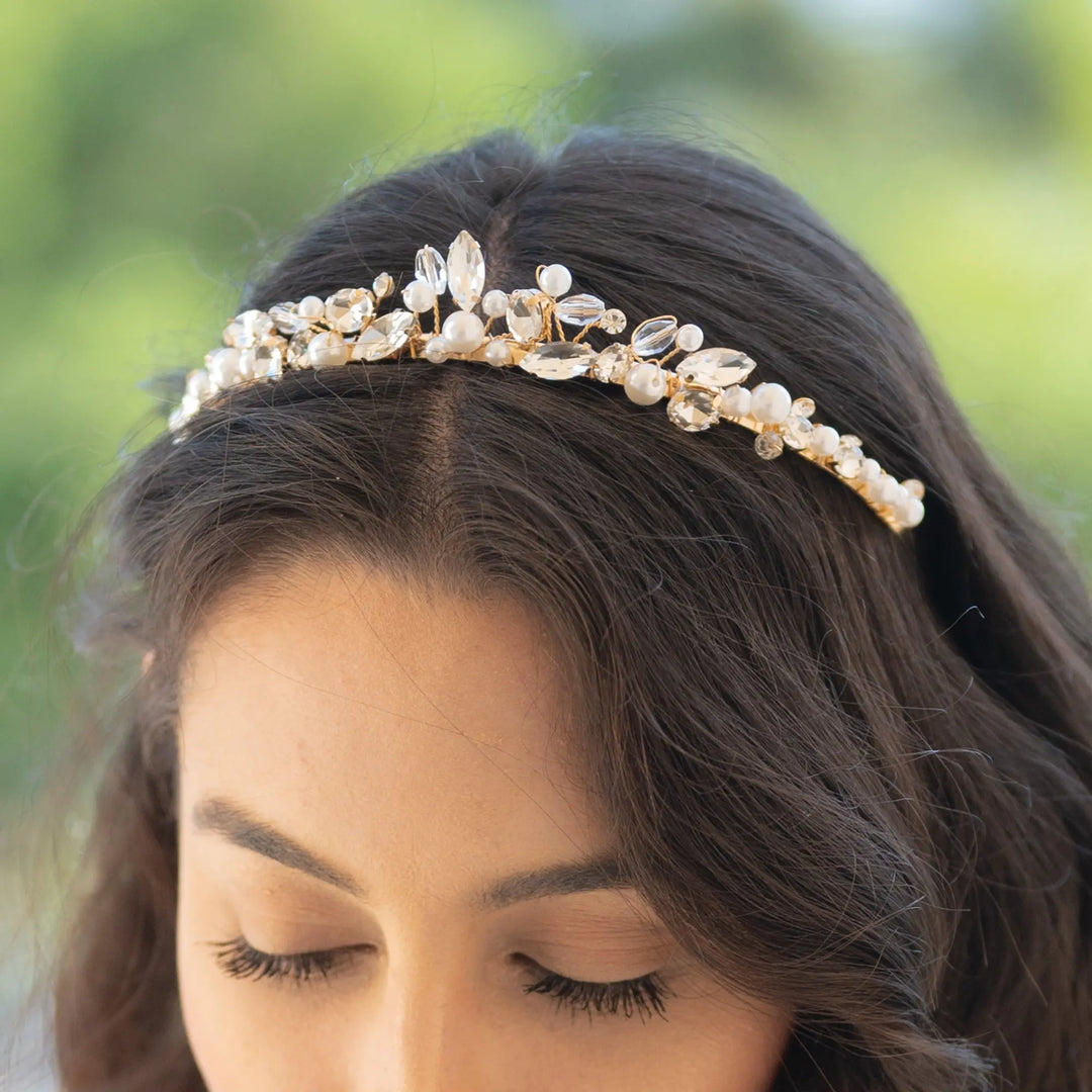 TIARE MARIÉE SNOW QUEEN CRISTAUX & PERLES IVORY AND CO