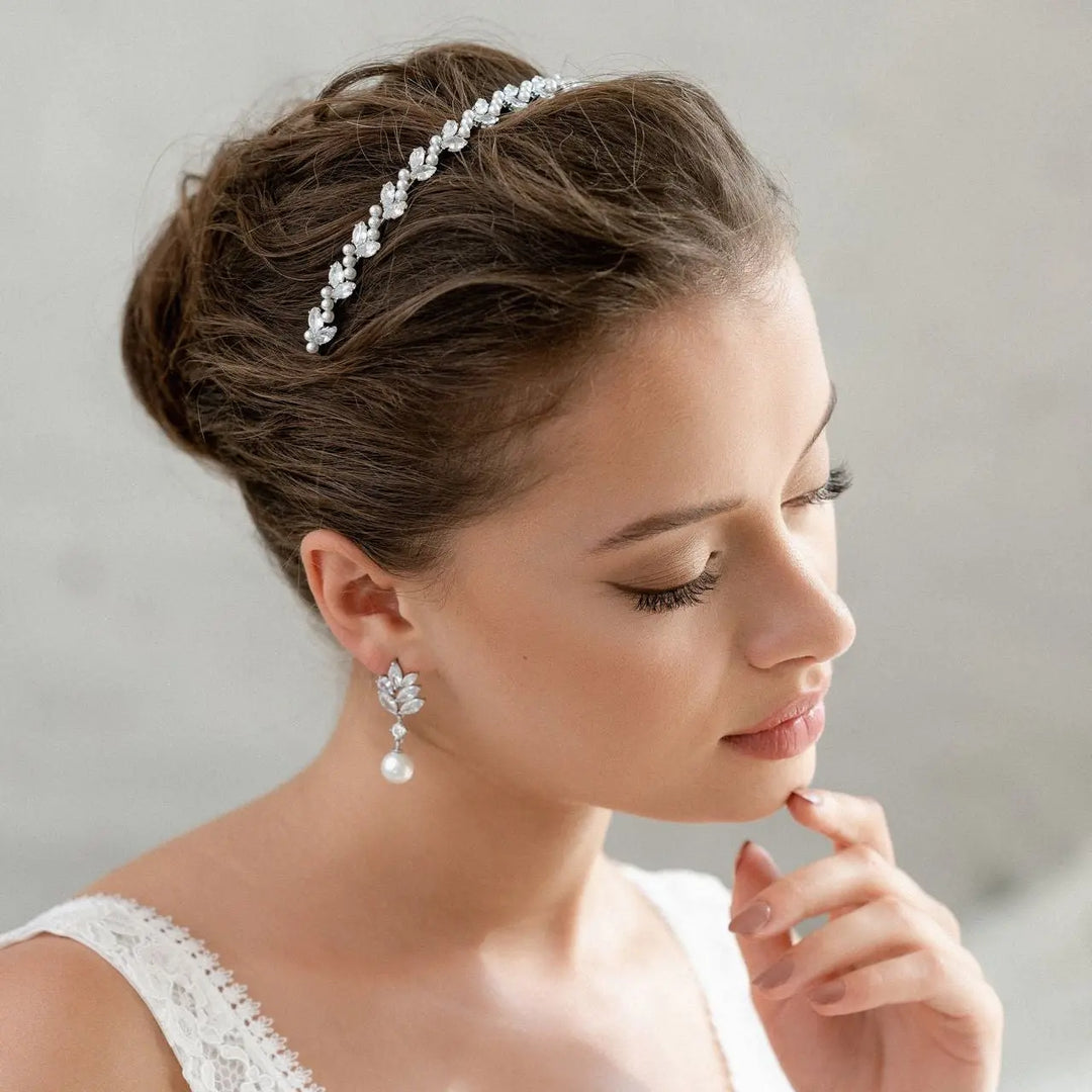 TIARE MARIÉE TR2954 CRISTAUX & PERLES – FINITION RHODIUM G.Westerleigh