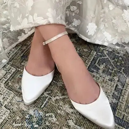 TILLY – BALLERINES DE MARIÉE SATIN IVOIRE | TALON 17 MM & BRIDE CHEVILLE THE PERFECT BRIDAL COMPANY