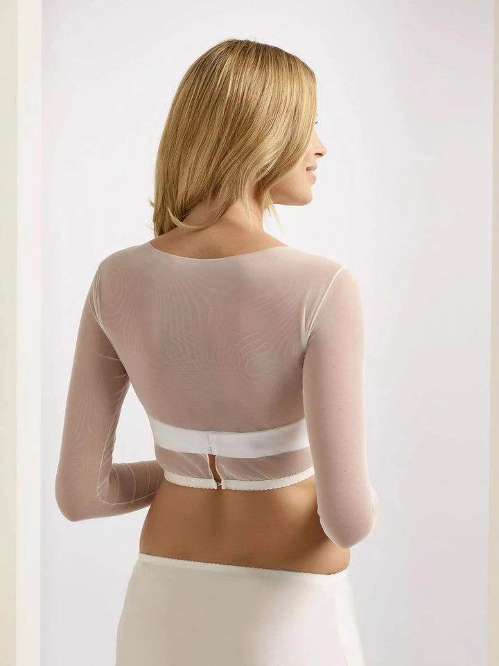 TOP MARIÉE EN TULLE STRETCH IVOIRE E220 Bianco Evento
