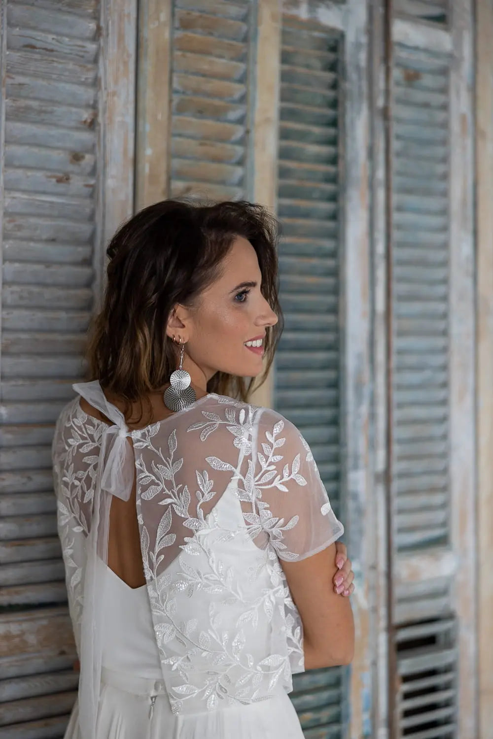 TOP MARIÉE SATIN STRETCH COL V DOS V — TARA Novias