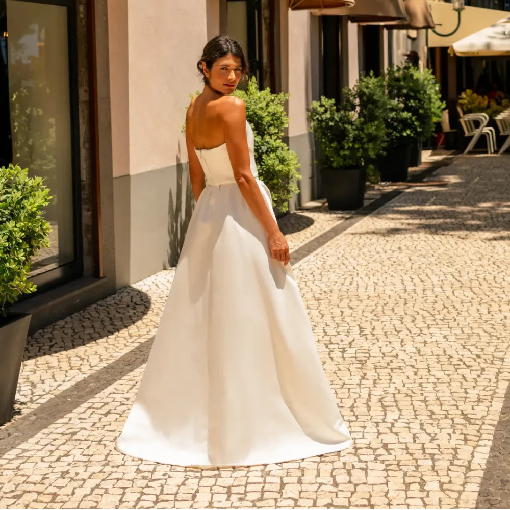 Top corset de mariée Moana G1 satin épais bustier Novias vue 2
