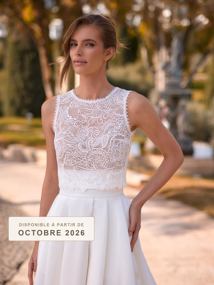 Top de mariée E544 en dentelle florale - disponible à partir d'octobre 2026