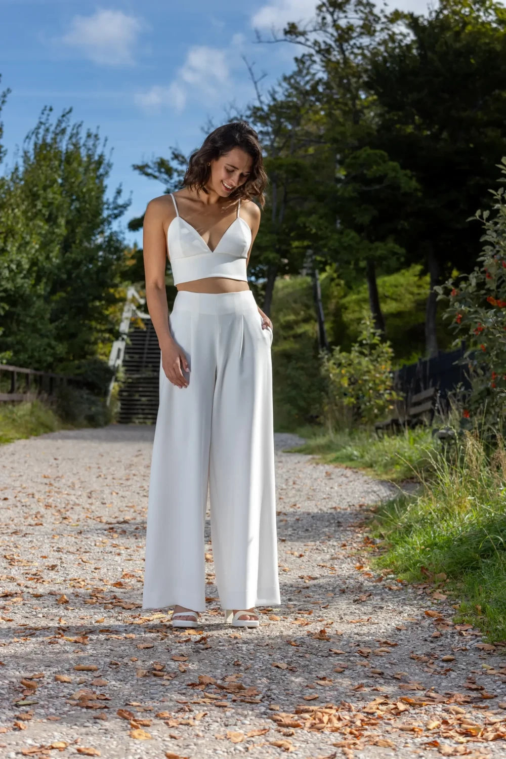 Top de mariée Efez B92 crêpe col V fines bretelles Novias vue 2