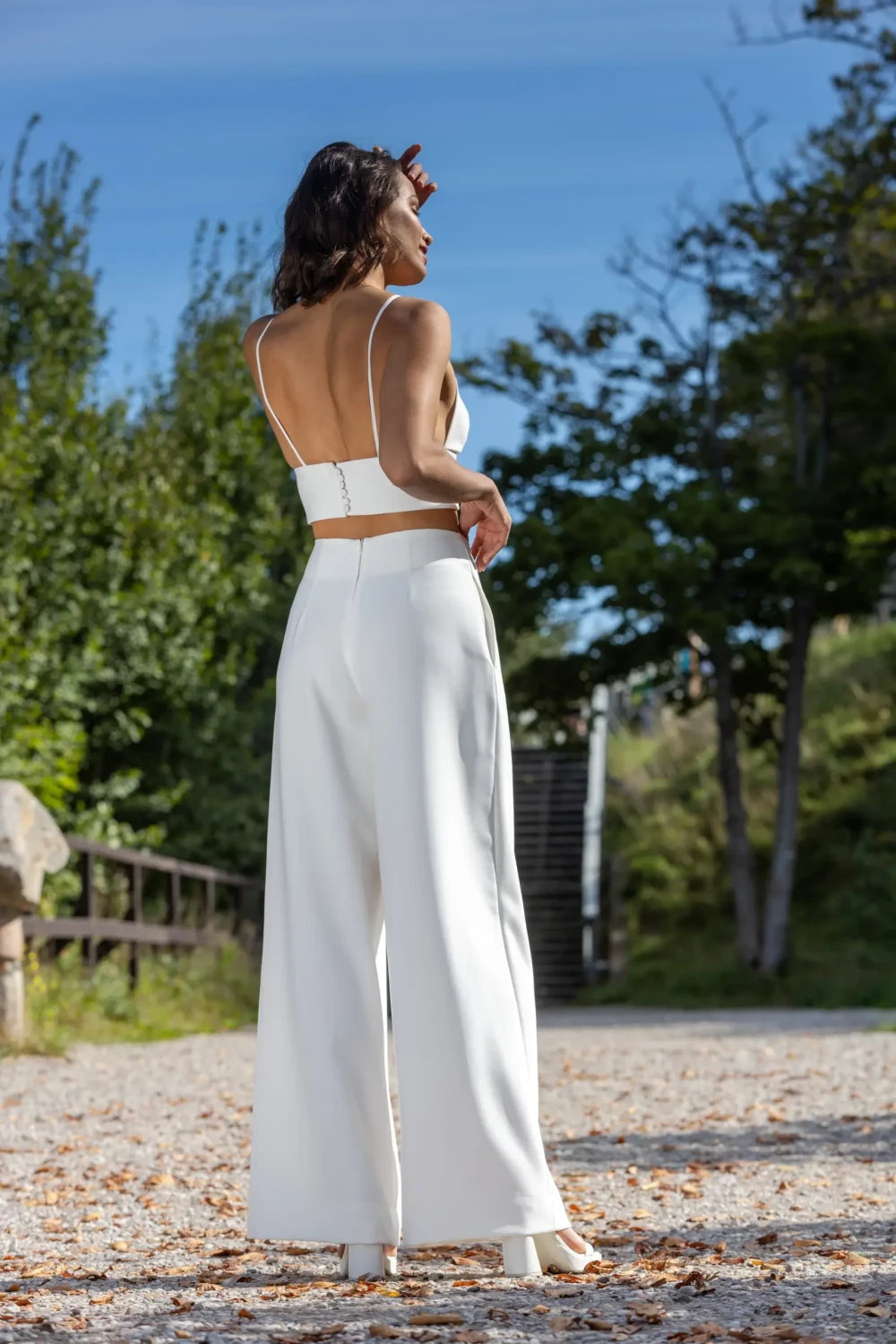 Top de mariée Efez B92 crêpe col V fines bretelles Novias vue 6