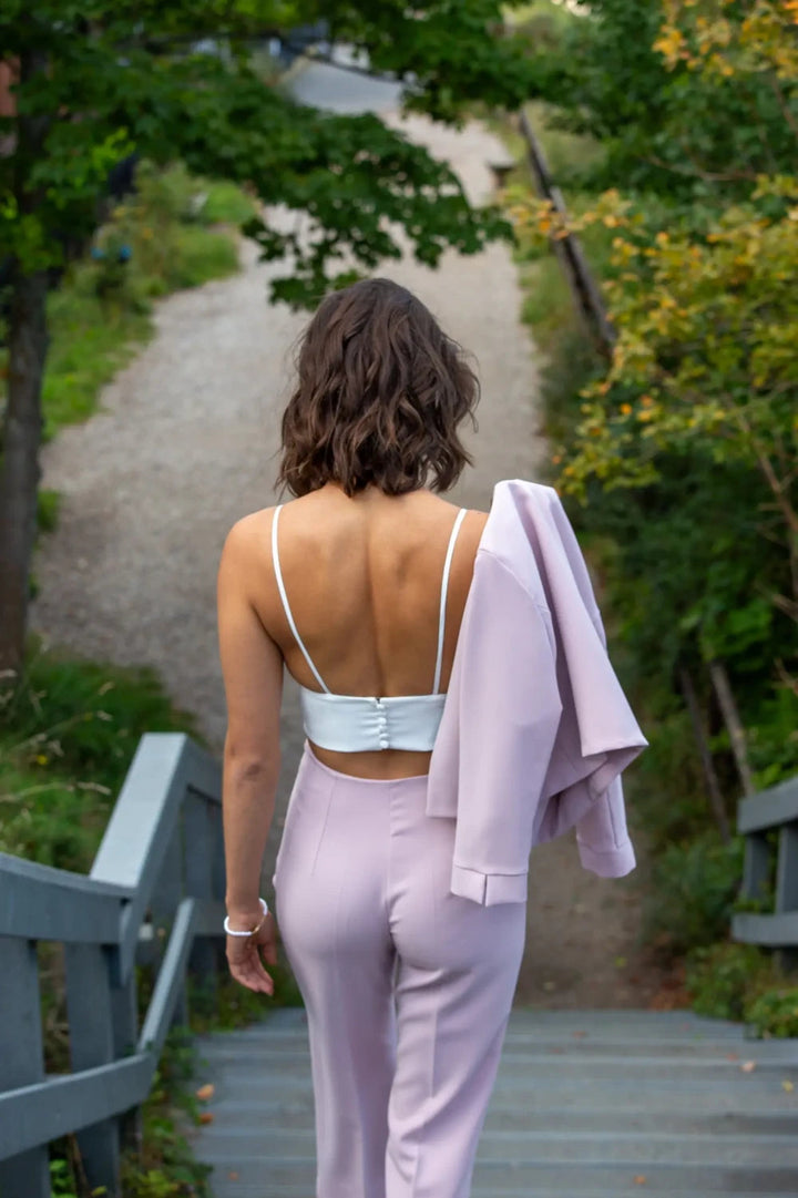 Top de mariée Efez B92 crêpe col V fines bretelles Novias vue 7