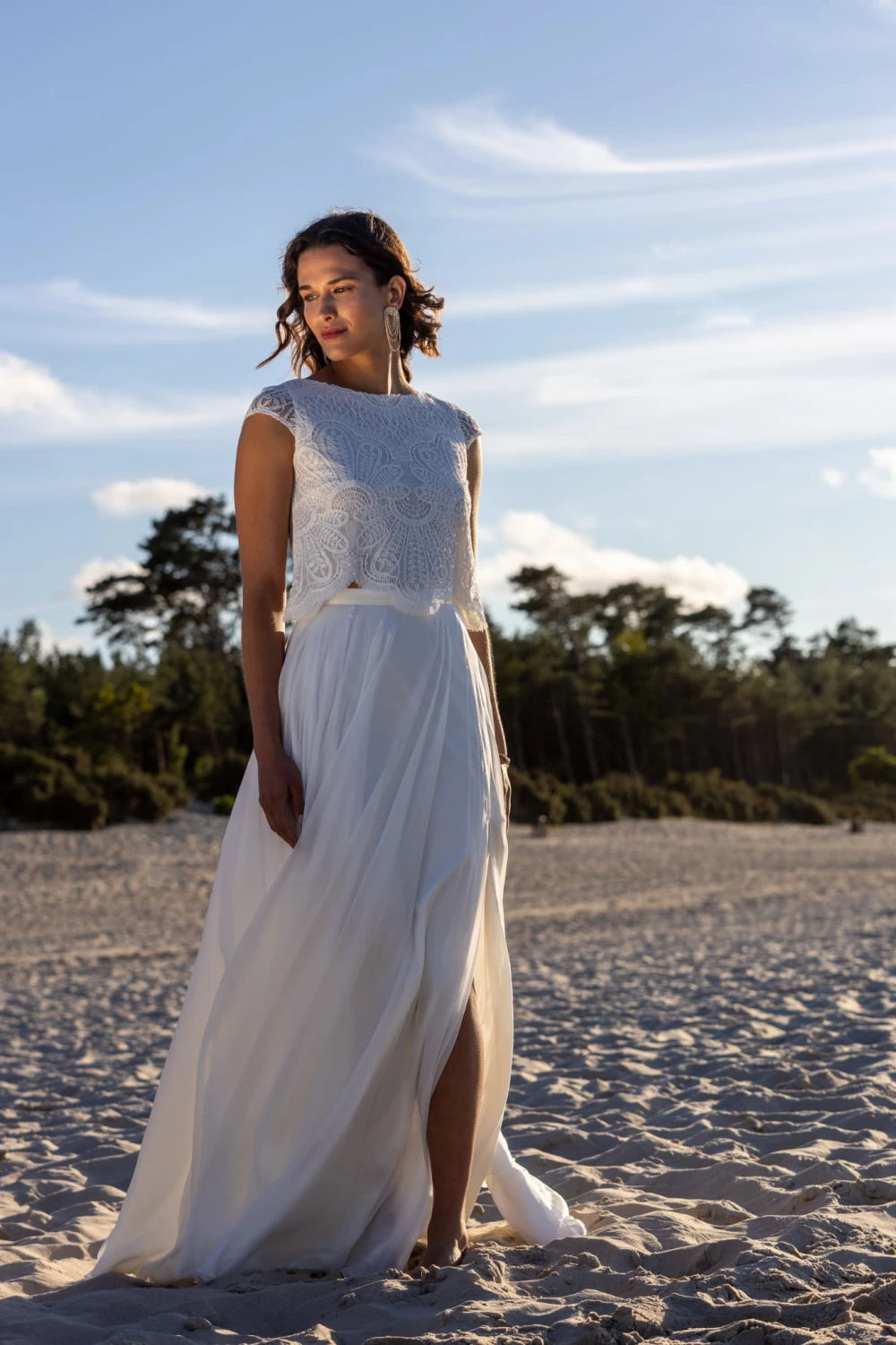 Top de mariée Ella BK115 dentelle sequins mancherons Novias vue 2