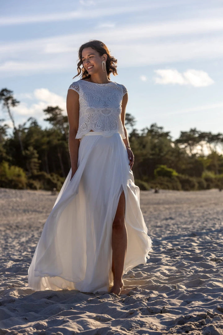 Top de mariée Ella BK115 dentelle sequins mancherons Novias vue 3