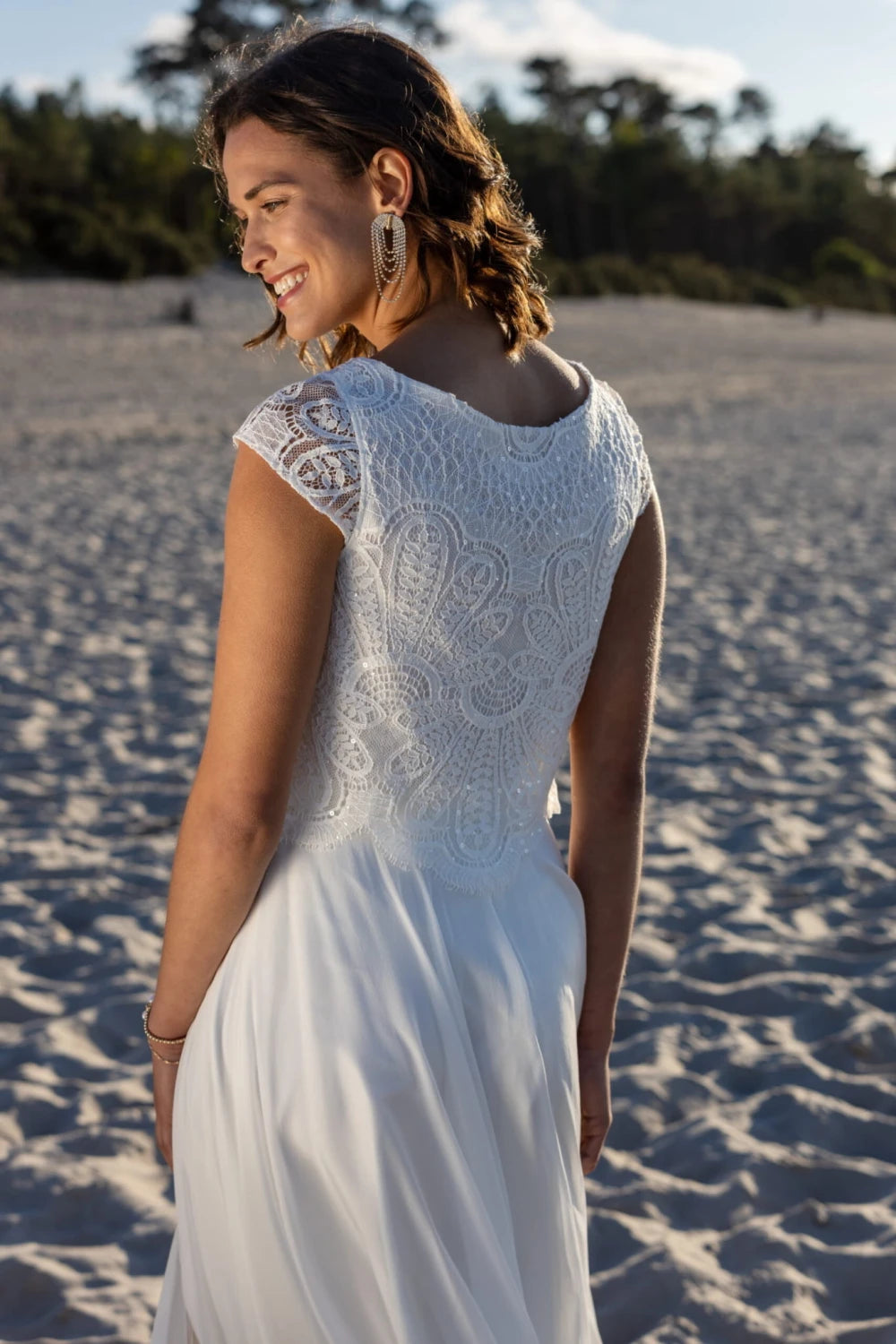 Top de mariée Ella BK115 dentelle sequins mancherons Novias vue 4