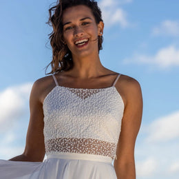 Top de mariée Emily BK118 – tulle à pois – dos dentelle