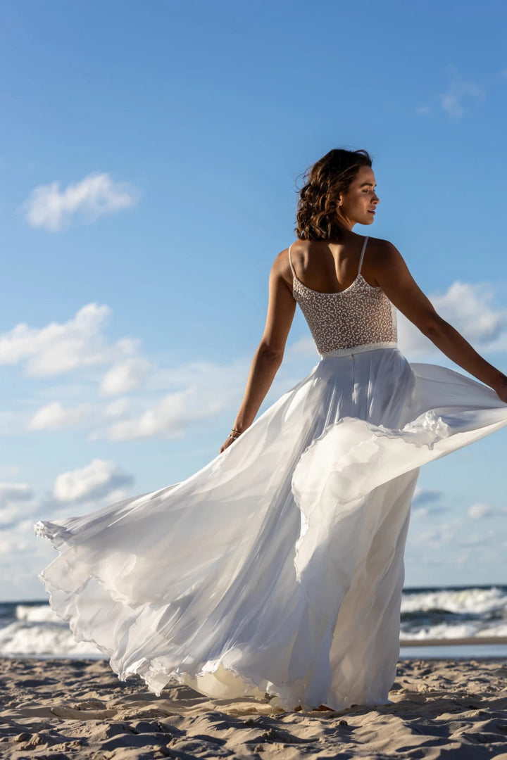 Top de mariée Emily BK118 tulle à pois dos dentelle Novias vue 3