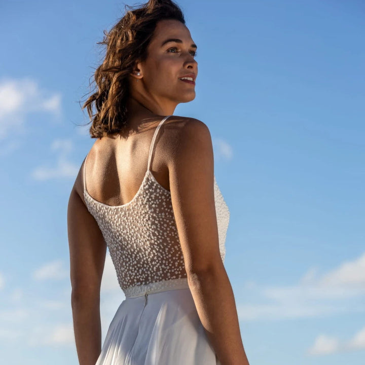 Top de mariée Emily BK118 tulle à pois dos dentelle Novias vue 5