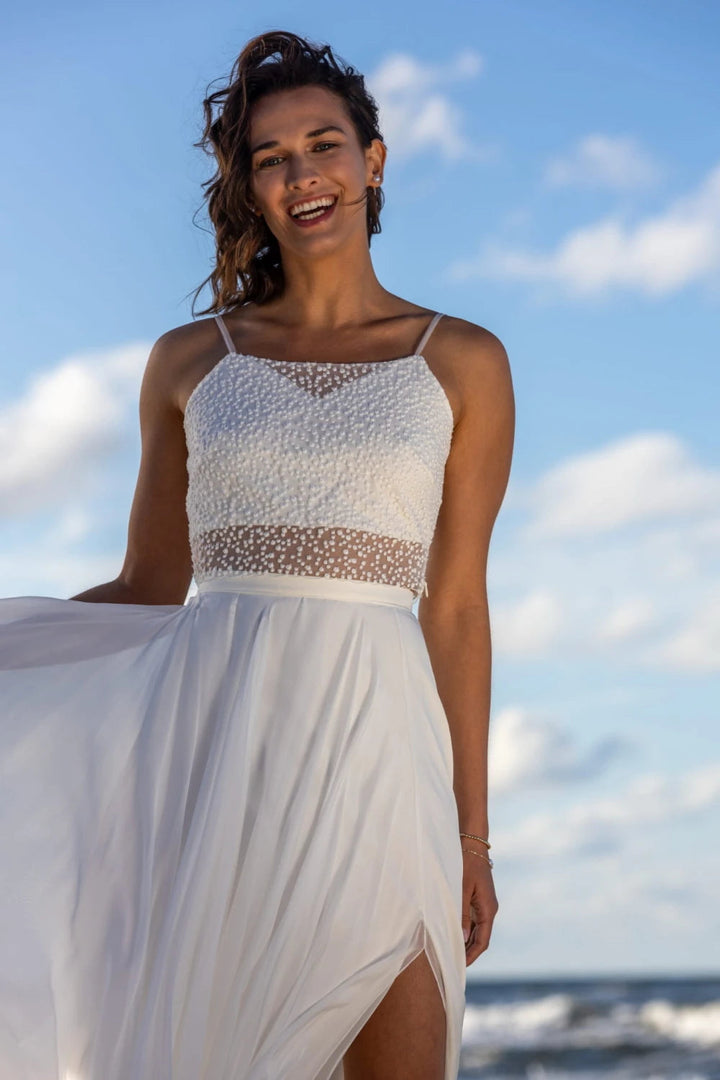 Top de mariée Emily BK118 tulle à pois dos dentelle Novias vue 6