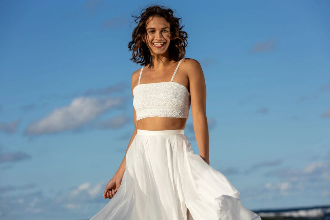 Top de mariée Epifania BK121 dentelle bohème fines bretelles Novias vue 2