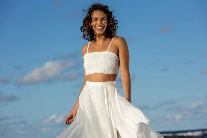 Top de mariée Epifania BK121 dentelle bohème fines bretelles Novias vue 2