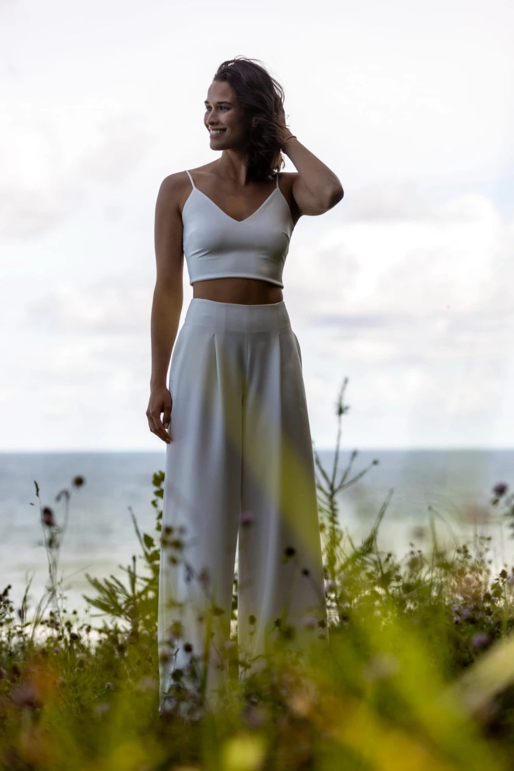 Top de mariée Esmeralda TOP6 satin stretch col V Novias vue 2