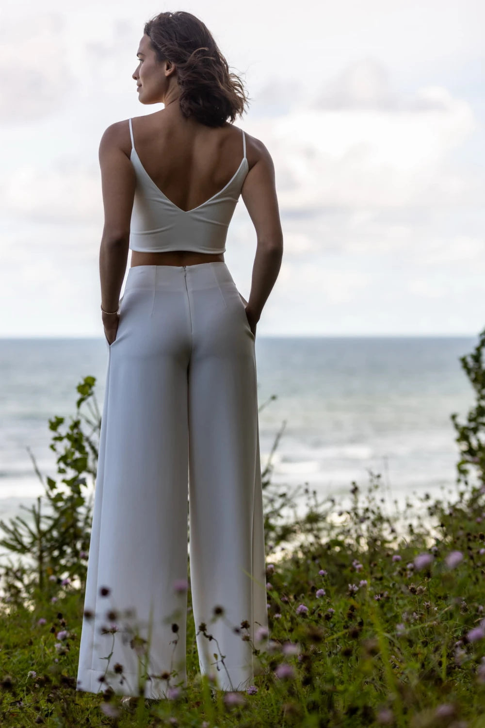 Top de mariée Esmeralda TOP6 satin stretch col V Novias vue 3