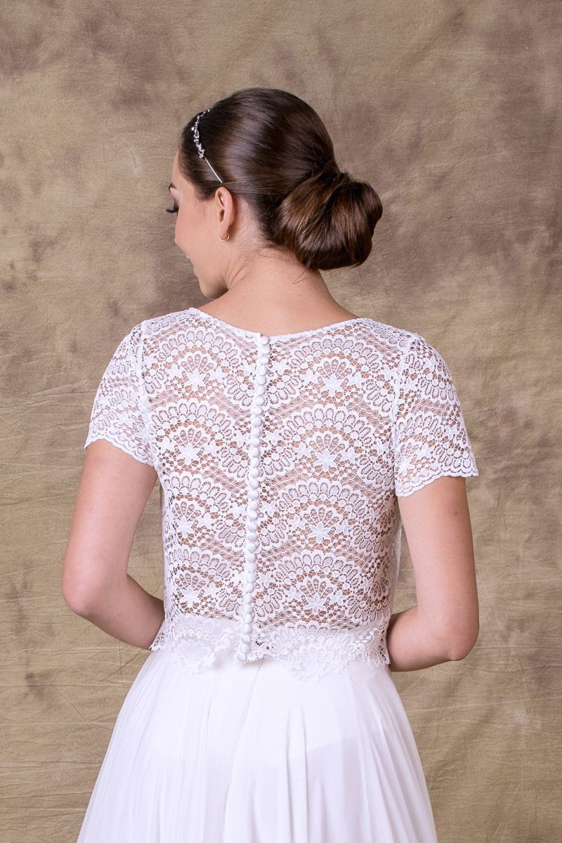 Top de mariée Gemma BK78 dentelle douce dos boutonné Novias vue 2
