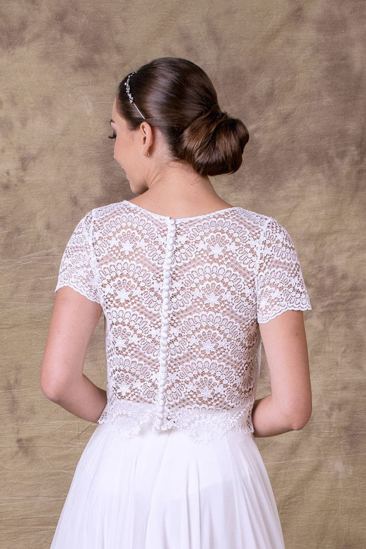 Top de mariée Gemma BK78 dentelle douce dos boutonné Novias vue 2
