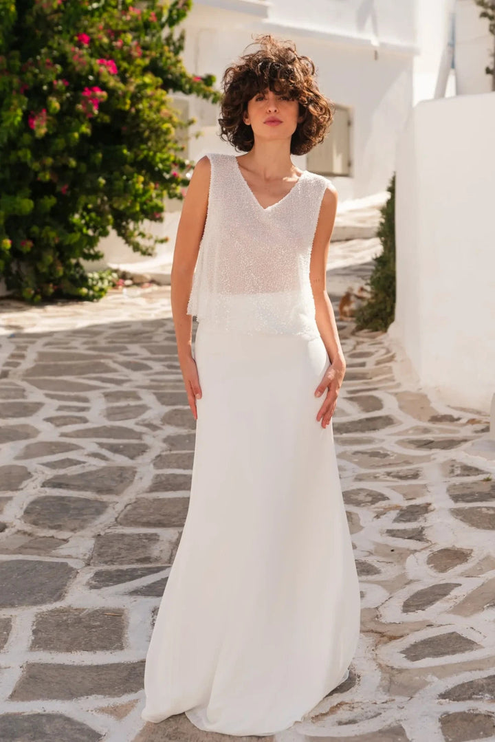 Top de mariée Ilona BK125 tulle perlé réversible Novias vue 6