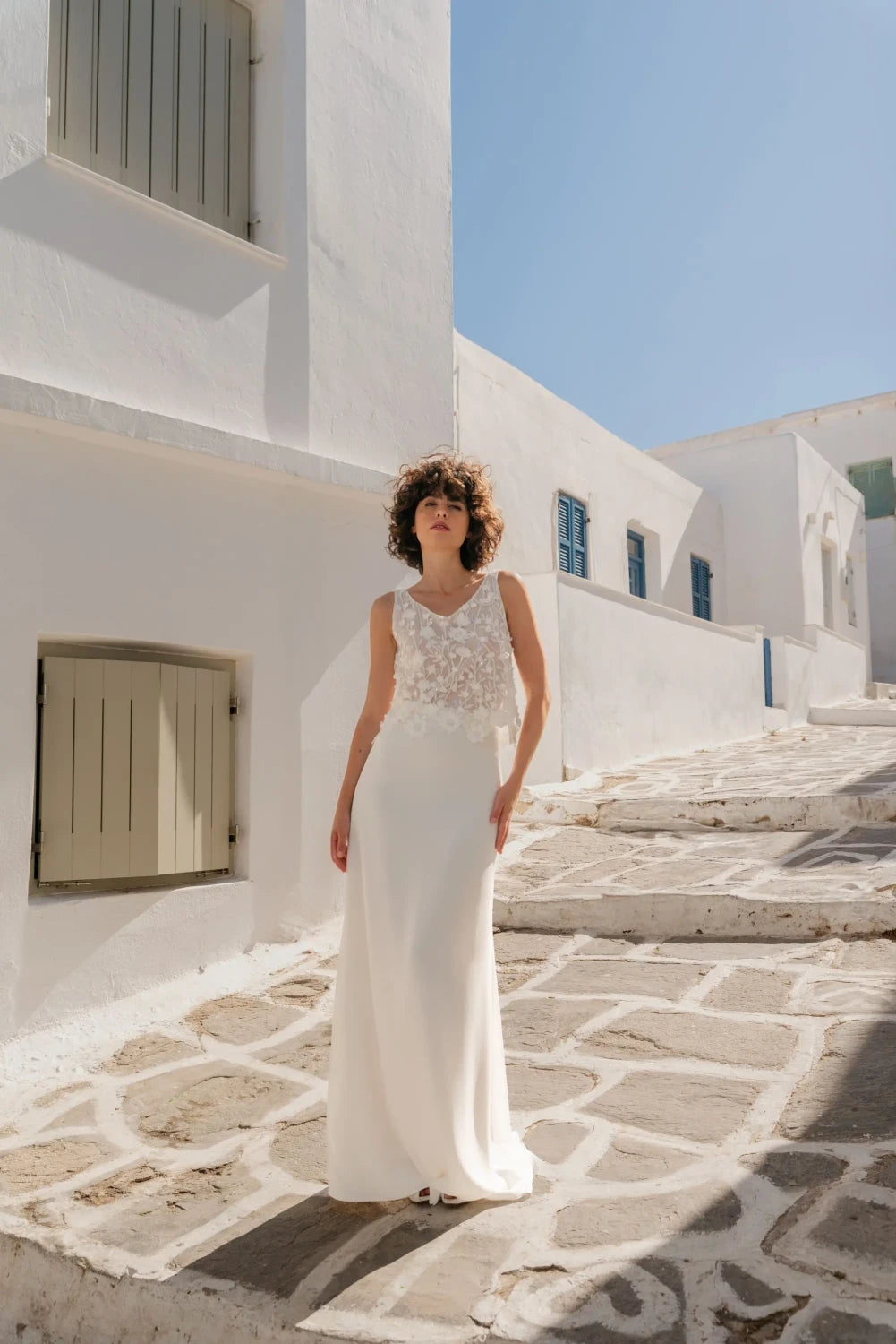 Top de mariée Isaline BK124 tulle brodé 3D sans manches Novias vue 4