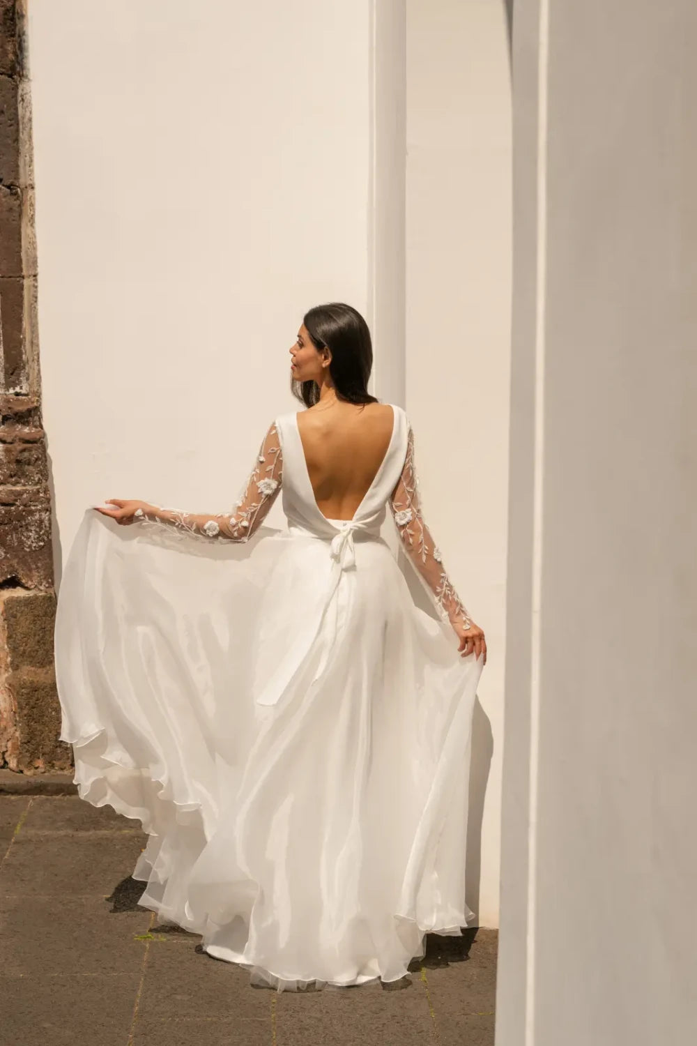 Top de mariée Maria B100 manches dentelle 3D dos ouvert Novias vue 3