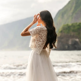 Top de mariée Marisol BK138 – dentelle sequins – dos noué