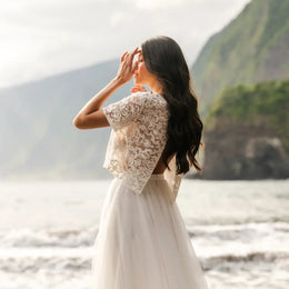 Top de mariée Marisol BK138 – dentelle sequins – dos noué