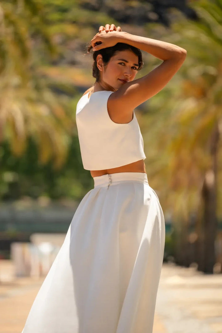 Top de mariée Montiel B98 satin épais crop top Novias vue 3