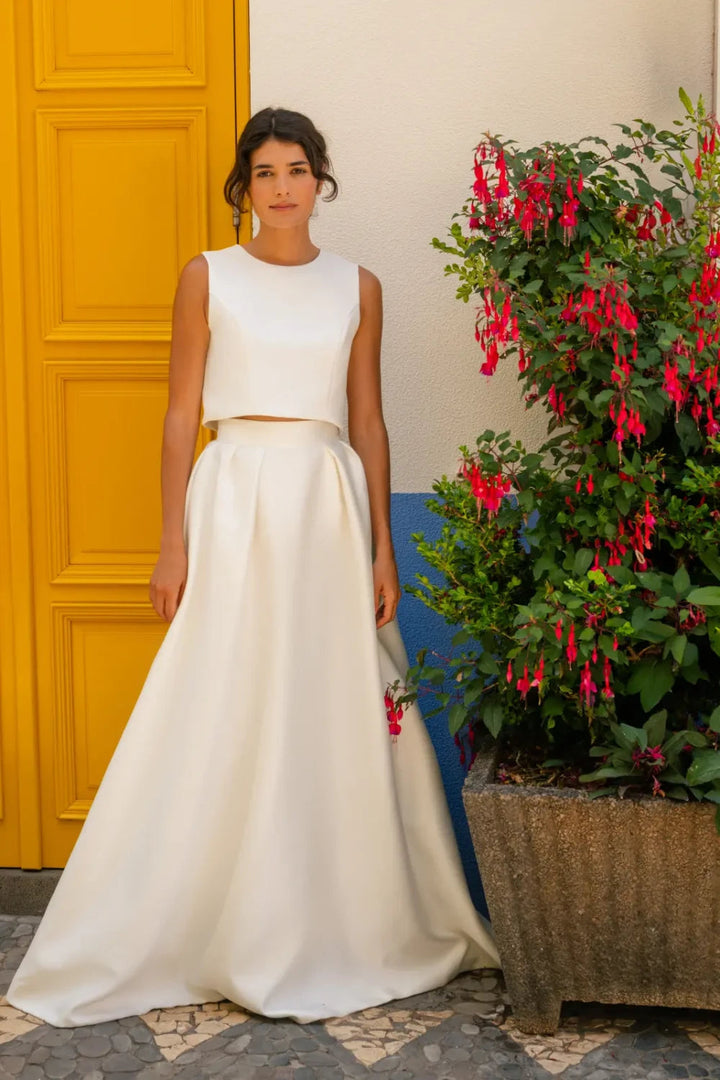 Top de mariée Motril B101 satin épais dos boutonné Novias vue 3