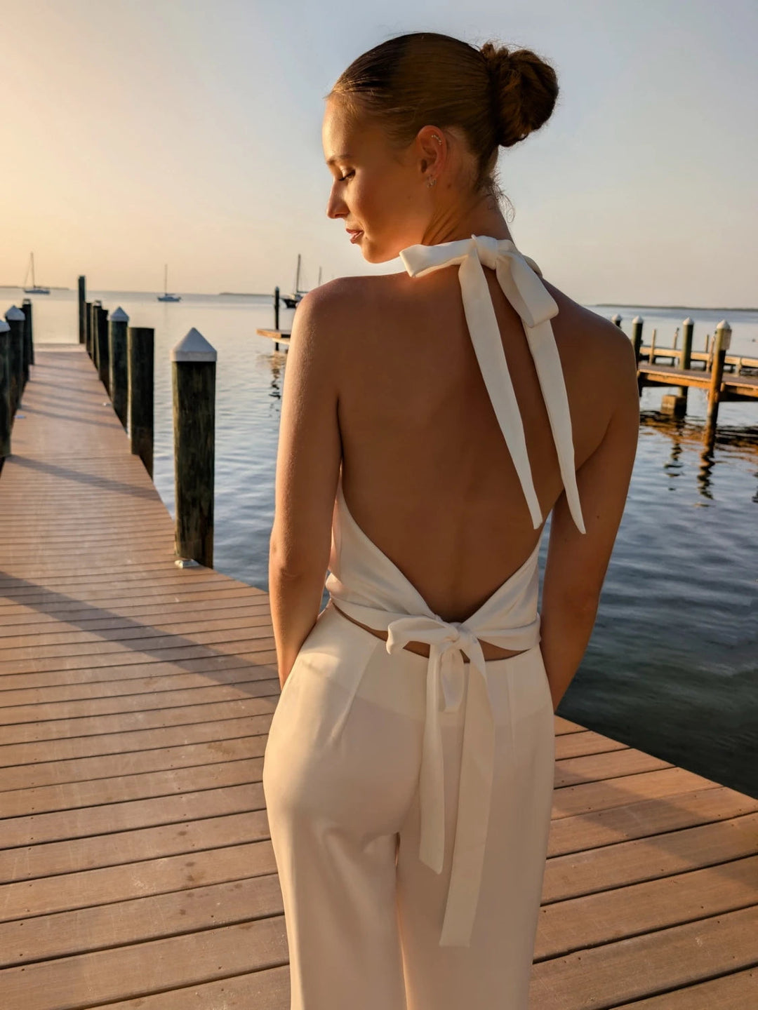 Top de mariée Océane B106 satin dos nu noué Novias vue 5
