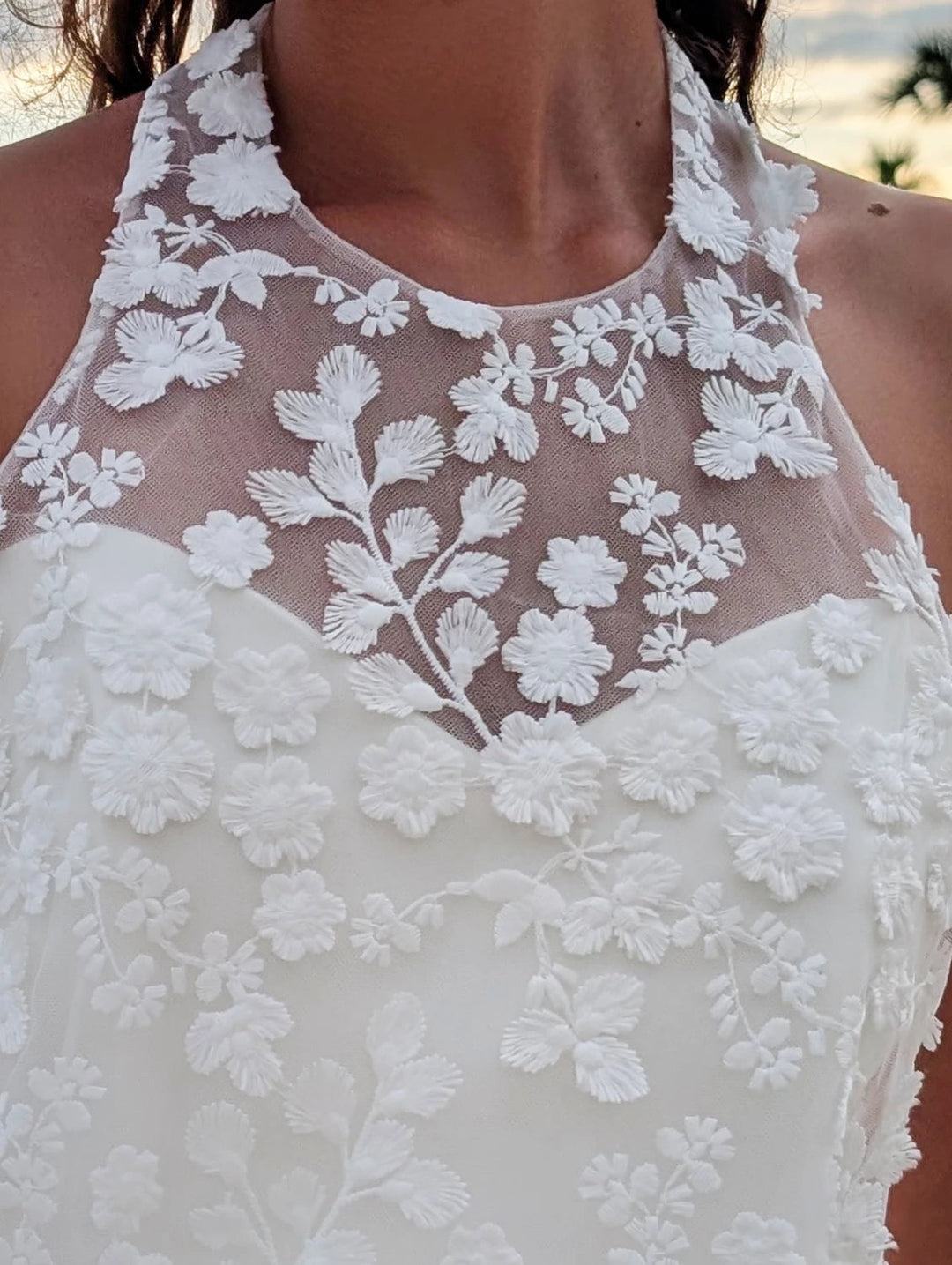 Top de mariée Oreo BK144 dentelle fleurs 3D encolure américaine Novias vue 4