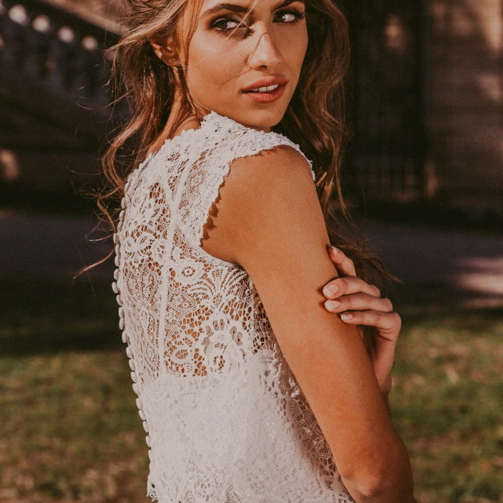Top de mariée Rosella BK101 dentelle française dos boutonné Novias