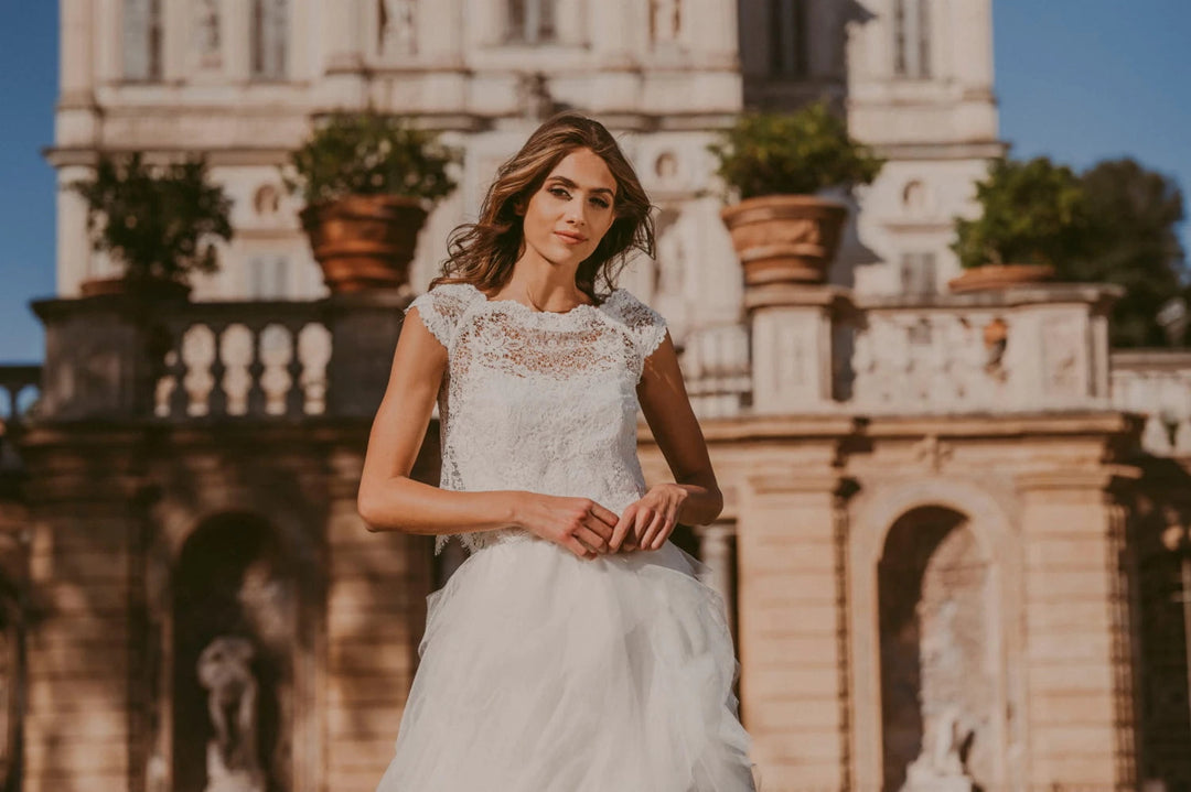 Top de mariée Rosella BK101 dentelle française dos boutonné Novias vue 3