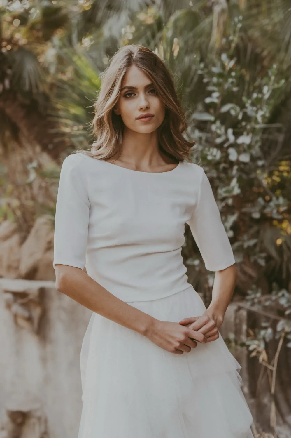 Top de mariée Rosemary B84 crêpe dos échancré Novias vue 2