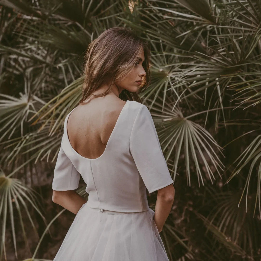 Top de mariée Rosemary B84 crêpe dos échancré Novias vue 3