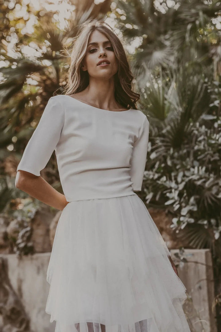 Top de mariée Rosemary B84 crêpe dos échancré Novias vue 4