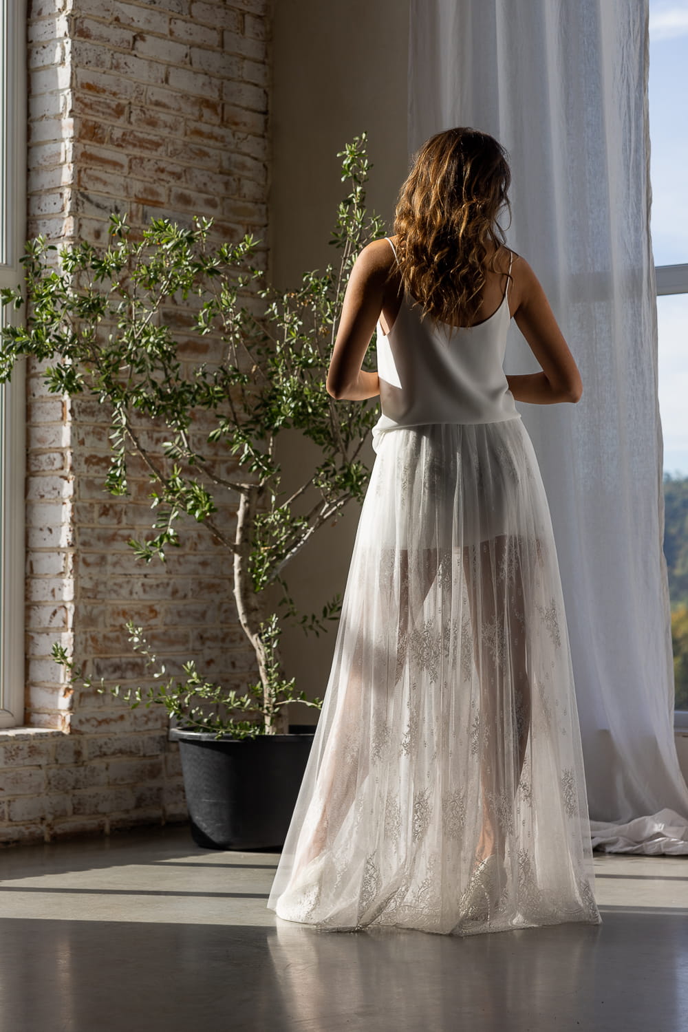 Top de mariée Tamara B85 georgette fines bretelles Novias vue 4