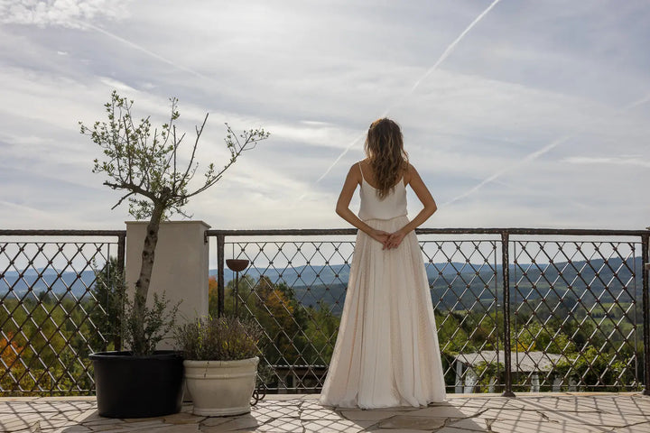 Top de mariée Tamara B85 georgette fines bretelles Novias vue 5