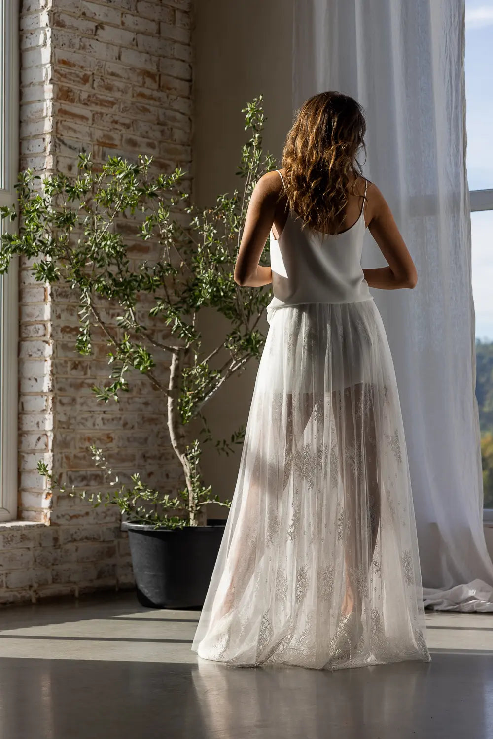Top de mariée Tamara B85 georgette fines bretelles Novias vue 6