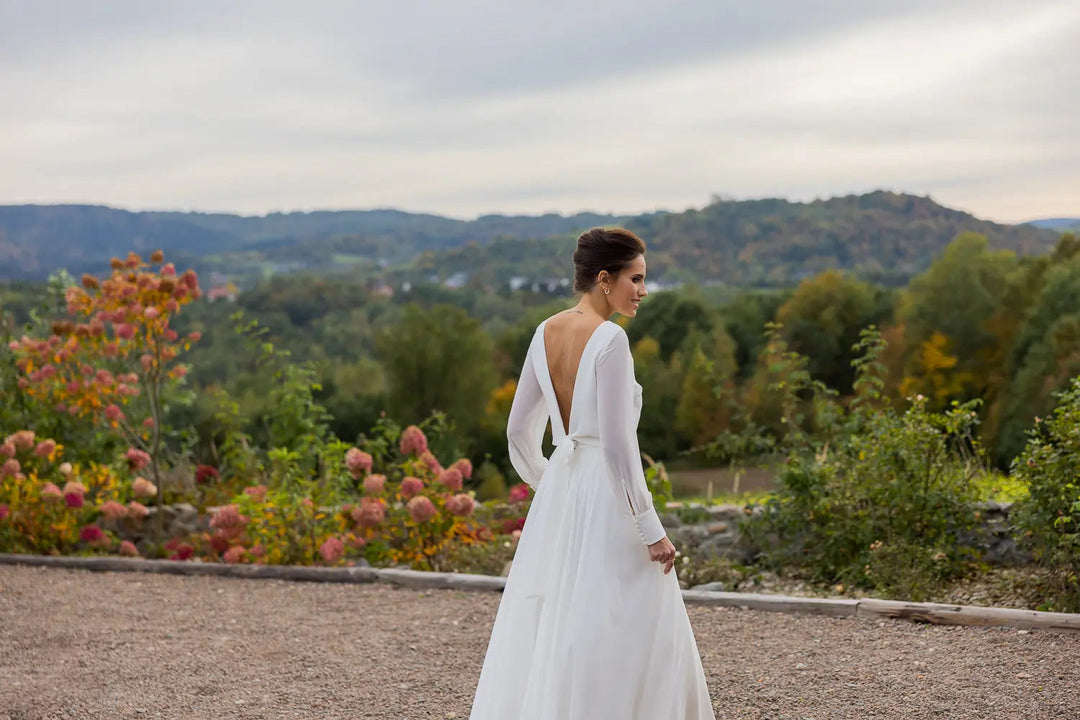 Top de mariée Tanya B87 mousseline dos nu noué Novias vue 3