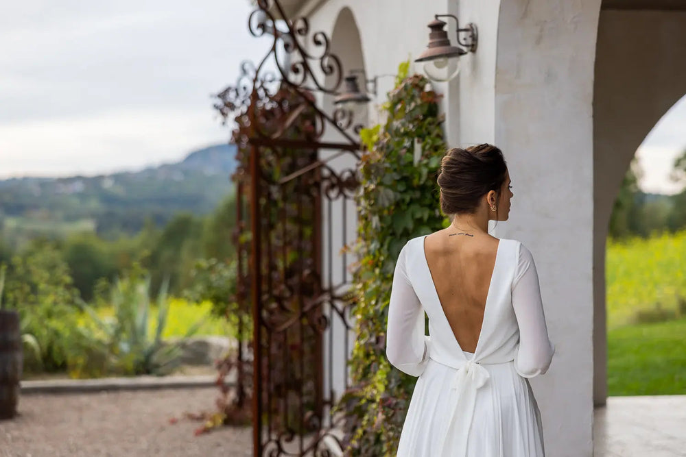 Top de mariée Tanya B87 mousseline dos nu noué Novias vue 4