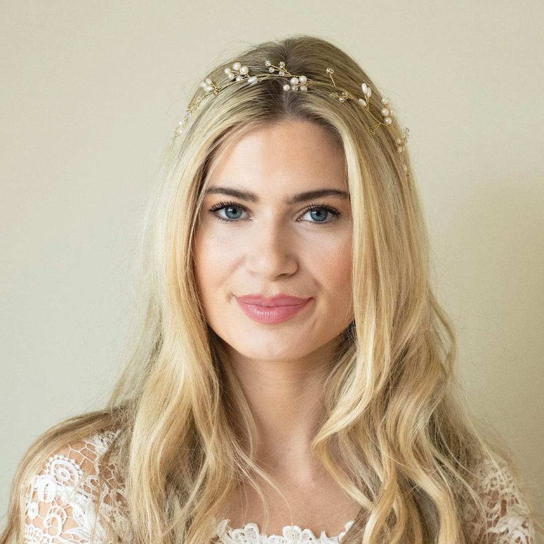 VIGNE CAPILLAIRE MARIAGE AURORA GOLD – OR, CRISTAUX & PERLES Ivory and co