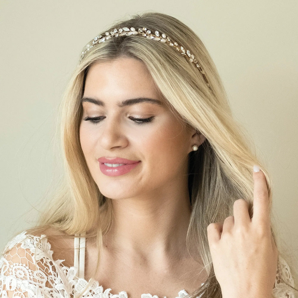 VIGNE CAPILLAIRE MARIAGE BOHEMIA GOLD – OR, CRISTAUX & PERLE Ivory and co