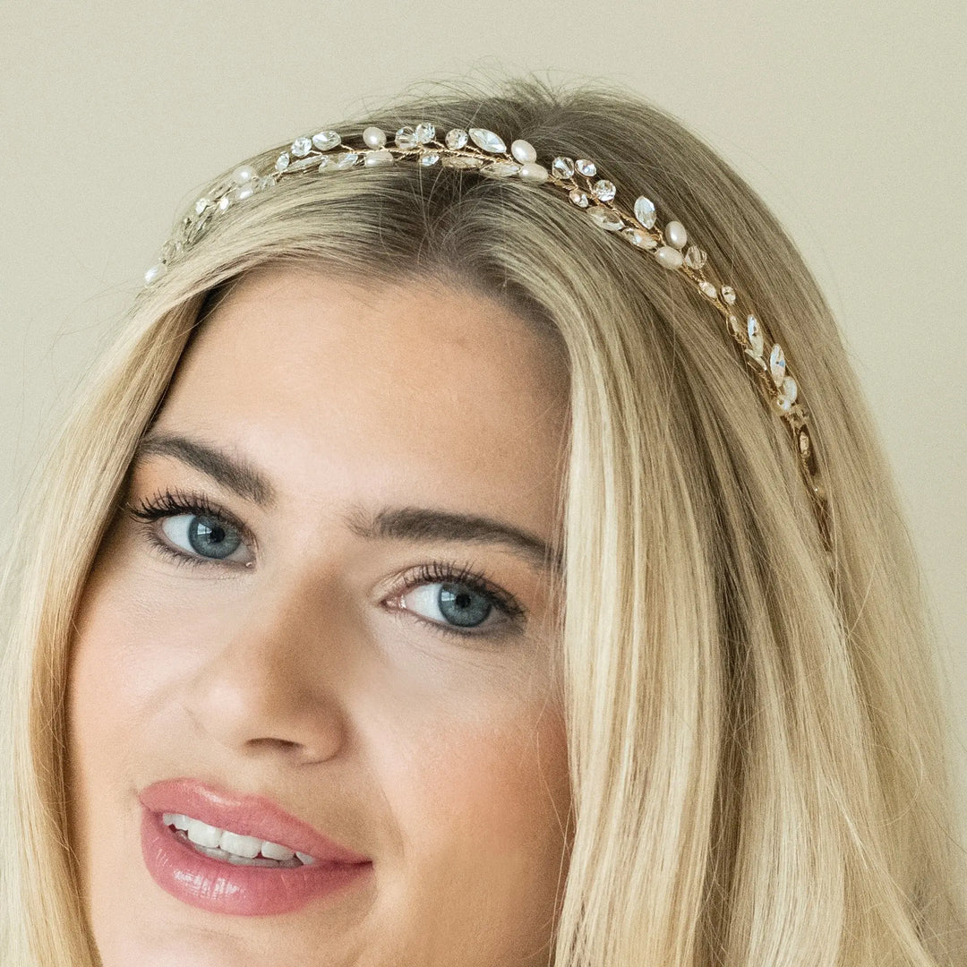 VIGNE CAPILLAIRE MARIAGE BOHEMIA GOLD – OR, CRISTAUX & PERLE Ivory and co