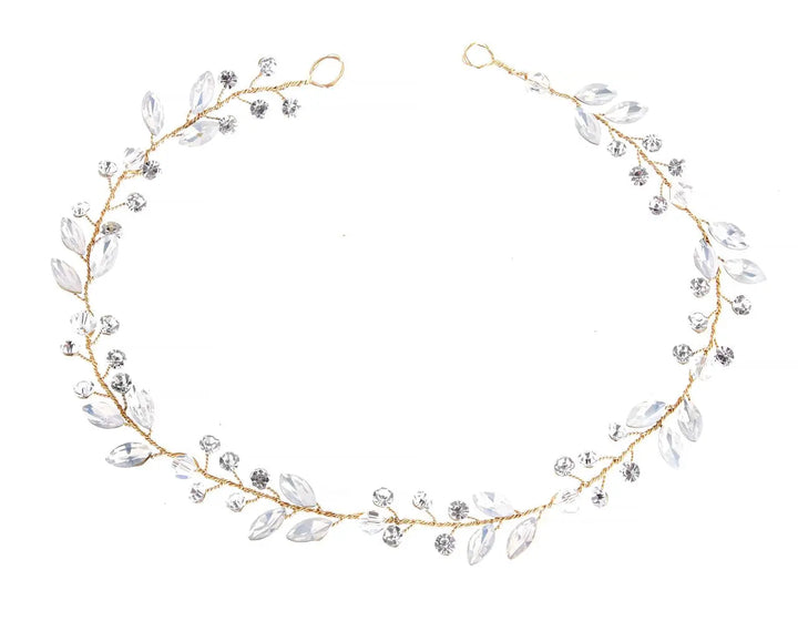 VIGNE CAPILLAIRE MARIAGE CRISTAUX & FEUILLES – PLAQUÉ OR HB221186 G.Westerleigh